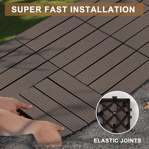 9 Pack Composite Interlocking Deck Tiles, Straight Grain Deck Tiles - Image 2