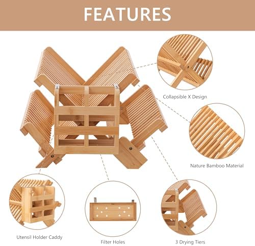 HBlife Bamboo Dish Drying Rack - Image 6