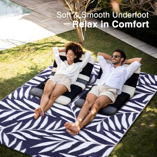 OLANLY Outdoor Rug 5x8 ft Waterproof Reversible Leaf Mat - Image 5