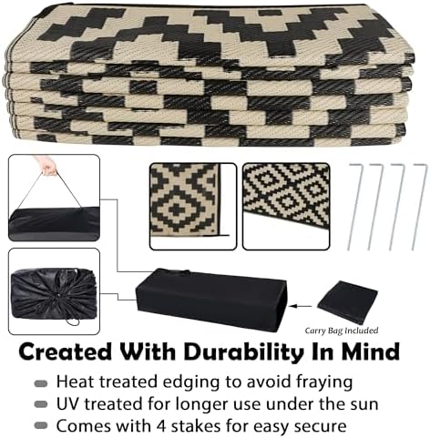 SAND MINE Reversible Mats, Plastic Straw Rug, Modern Area Rug, Large Floor Mat - Image 4