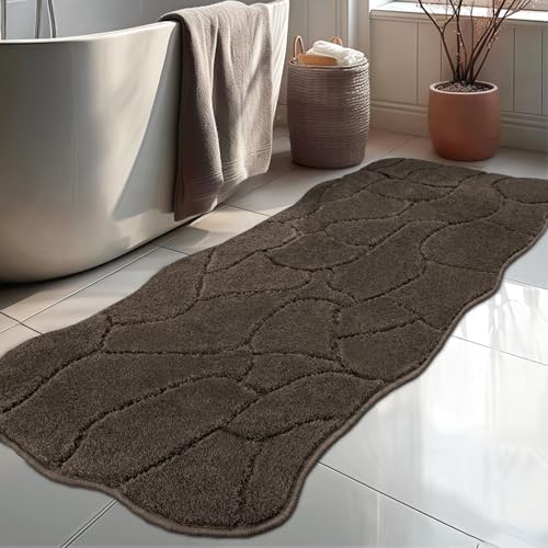 BSICPRO Large Bathroom Rugs Runner, 24x59 Scalloped Bath Mats by BSICPRO
