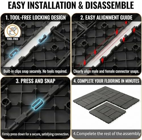 Interlocking Deck Tiles, 44 Pack, Running Bond Pattern Decking Tiles - Image 5