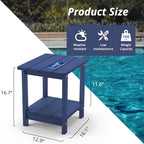 LUE BONA Outdoor Side Table, 2-Tier HDPS Small Patio Table - Image 2