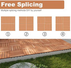 PrimeZone 297 PCS Solid Acacia Wood Interlocking Deck Tiles, Natural Wood - Image 6