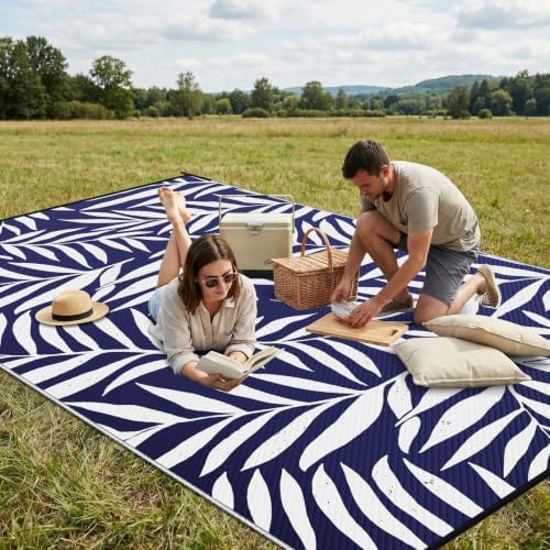 Smiry Outdoor Rug 9x12 ft Waterproof Reversible Leaf Mat - Image 4