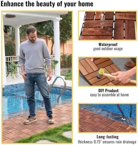 Acacia Wood Interlocking Deck Tiles - Image 5