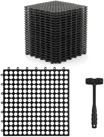 24 Pcs Interlocking Drainage Floor Tiles, 12 Inch Plastic Non Slip Mats by Unknown