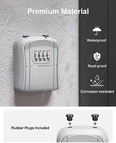 Puroma Key Lock Box Outdoor 4 Digit Code Combination Lockbox House 1 Silver - Image 5