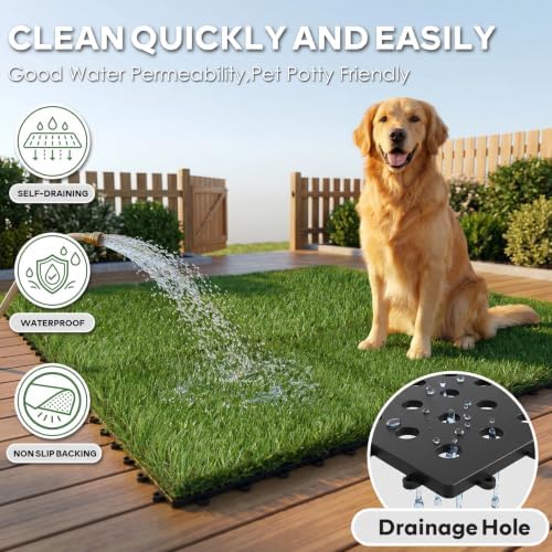 XLX TURF Artificial Grass Tiles Interlocking Outdoor Turf 12"x12" 6 Pack - Image 4