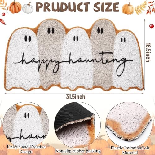 Tinideya Halloween Ghost Welcome Doormat Outdoor Coir Door Mat - Image 2