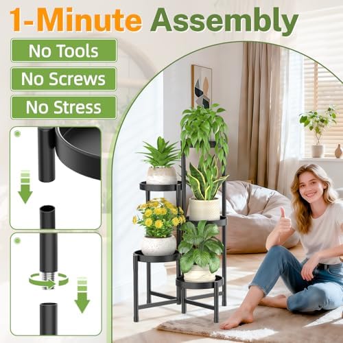 iDavosic.ly Plant Stand with Garden Tools Indoor Outdoor, 5 Tier - Image 4