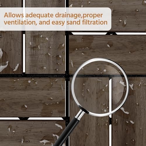 Yaheetech 27PCS Acacia Wood Deck Tiles Interlocking Patio Flooring - Image 6