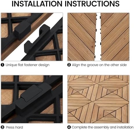 Yaheetech 27PCS Wooden Flooring Patio Deck Tiles Interlocking Tiles Patio Solid - Image 7