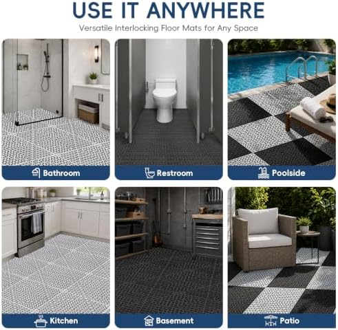 Interlocking Drainage Tiles 24PCS Modular Interlocking Cushion 12" x 12" - Image 6