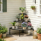Plant Pot Stand Shelf, 3 Tier Flower Quarter Display Rack, Metal Succulent - Image 2