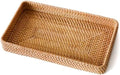 Rattan Serving Tray, Rectangle Wicker Storage Basket by S310