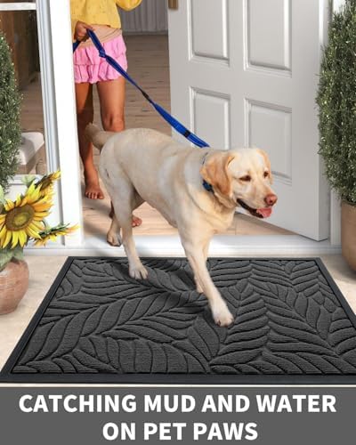 Yimobra Leaf Pattern Door Mat, 36 x 24 in - Image 5