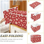 Bolaz Red Background with Gold Snowflakes Pattern Storage Bins with Lids and - Image 4
