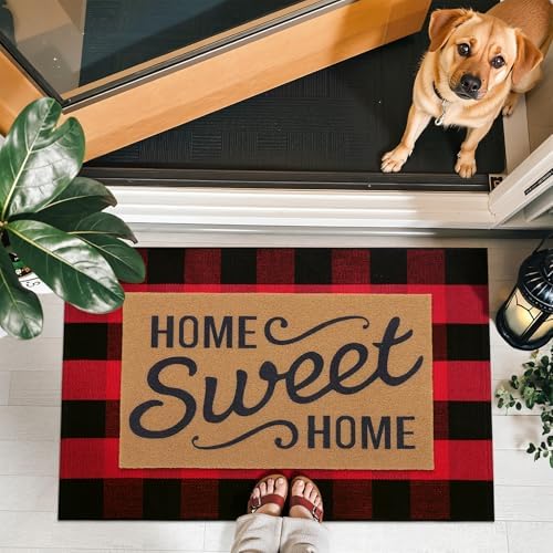OLANLY Fall Door Mat, Buffalo Plaid Rug - Image 2