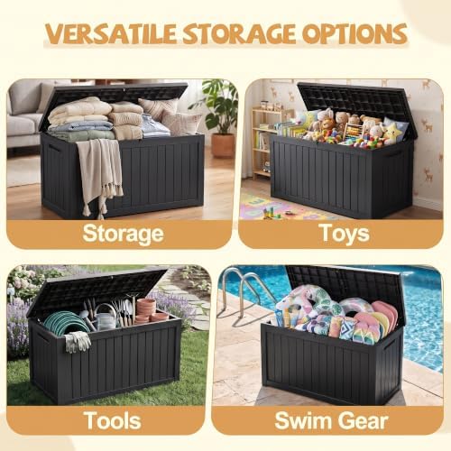 EFU Outdoor Storage Box Waterproof, 360 Gal Gen 2 Resin Deck Box Gas Struts - Image 3