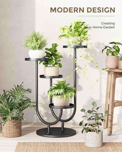 Bamworld Metal Plant Stand 4 Pots Corner Black - Image 5