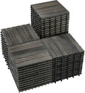PrimeZone 54 PCS Solid Acacia Wood Interlocking Patio Deck Tiles Outdoor by PrimeZone