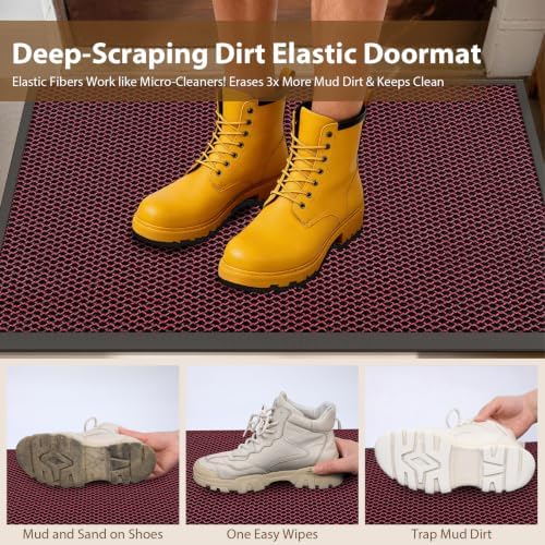 Front Door Mat Outside Entrance Entry Welcome Mat 17"x30" Red - Image 3