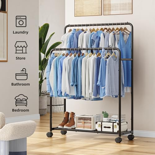 Simple Trending Clothing Clothes Rack, Double Rod Garment Rack - Image 3