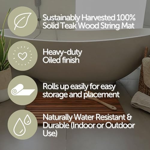 Nordic Teak 100% Solid Teak Wood String Mat - Image 4