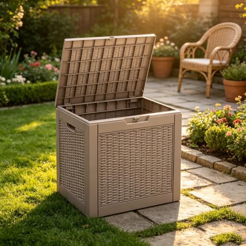 Fancyango 32 Gallon Waterproof Deck Box, Resin Outdoor Storage Box - Image 6