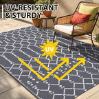 Smiry Outdoor Rug 6x9 ft Waterproof Reversible Boho Mat - Image 5
