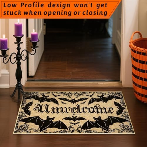 Unwelcome Halloween Doormat Outdoor Indoor Entrance Mat Black Bat Floor Mat - Image 7