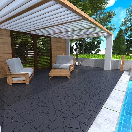 44 Pack Interlocking Deck Tiles, 12x12 Inch Modern Plastic Outdoor Flooring - Image 2