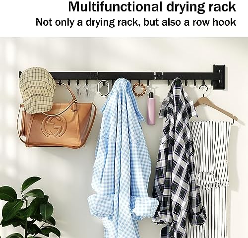 HEILAIYI Clothes Drying Rack for Laundry, Wall Mounted Clothes Hanger Rack - Image 6