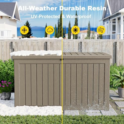 DRATO 280 Gallon Outdoor Storage Box Waterproof, Resin Large Deck Box - Image 6