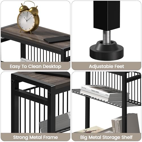 Small Side Table Set of 2 for Small Space, 3-Tier Narrow End Tablewith Magazine - Image 6