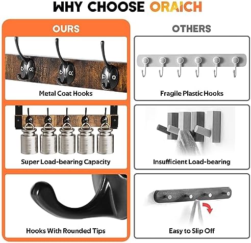 Oraich Wall Hooks with Shelf, Coat Rack Wall Mount - Image 5