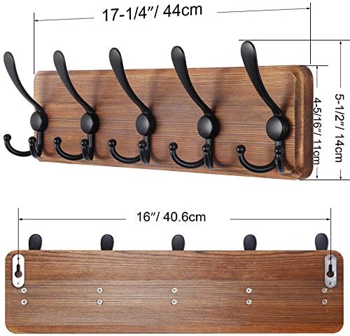SKOLOO Rustic Coat Rack Wall Mount, Solid Wood - Image 4