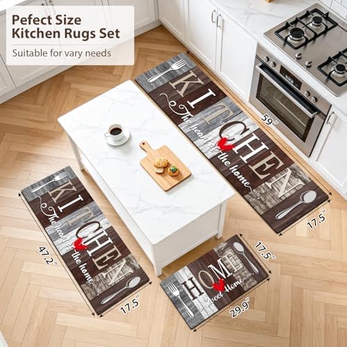 Kitchen Rugs Set 3 Piece, Non Slip Kitchen Mat - Image 2