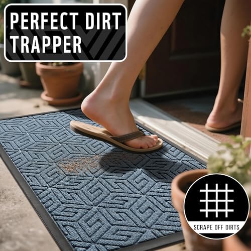 Yimobra Front Door Mat for Outside Entrance, Mix Blue - Image 4