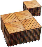 PrimeZone 54 PCS Solid Acacia Wood Interlocking Patio Deck Tiles Outdoor by PrimeZone
