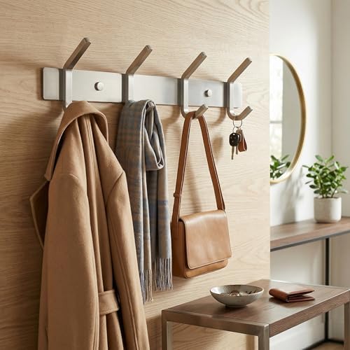 Brushed Nickel Coat Rack Wall Mount - Image 6