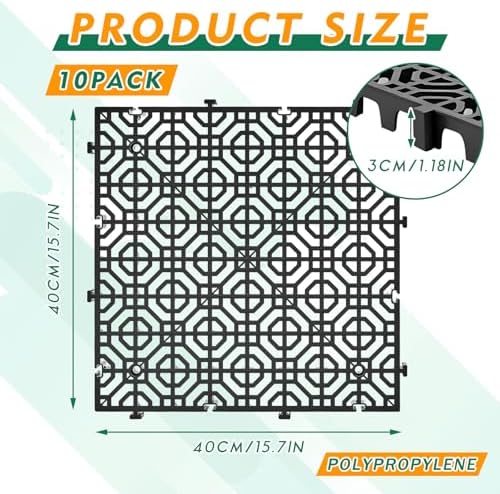 10 Pcs Ground Protection Mats, Interlocking Black 15.7 x 15.7 in - Image 2