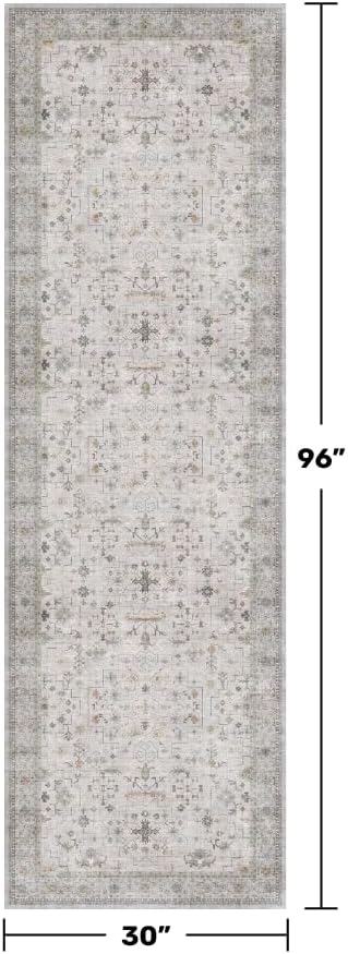 Hazo Haus Washable Light Gray & Sage 2'6"x8' Wide Runner Rugs - Image 2