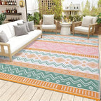 Garvee 9x12 Outdoor Area Rug Waterproof Plastic Straw Rug, Boho Reversible RV - Image 5