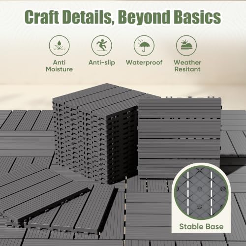 60 PCS Plastic Interlocking Deck Tiles, 11.8"x11.8" Patio Flooring - Image 4