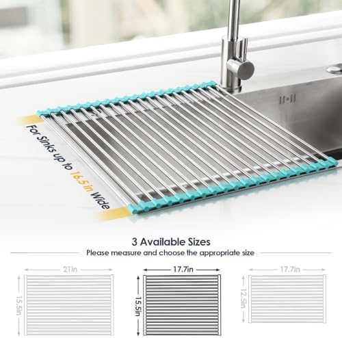 Tomorotec 17.7" x 15.5" Roll Up Dish Drying Rack Over Sink Drying Rack Sink - Image 4