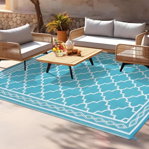 GlowSol Reversible Outdoor Rug 9x18 ft Clearance, Waterproof Outdoor Plastic - Image 6