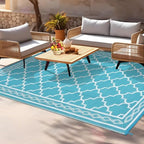 GlowSol Reversible Outdoor Rug 9x18 ft Clearance, Waterproof Outdoor Plastic - Image 6