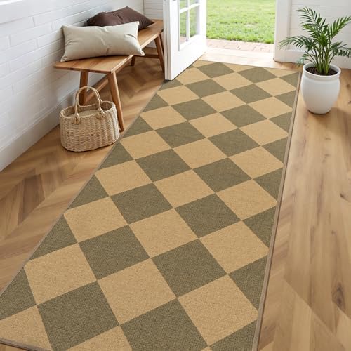 Lessymo Checkered Runner Rug 2.6x8 by Lessymo